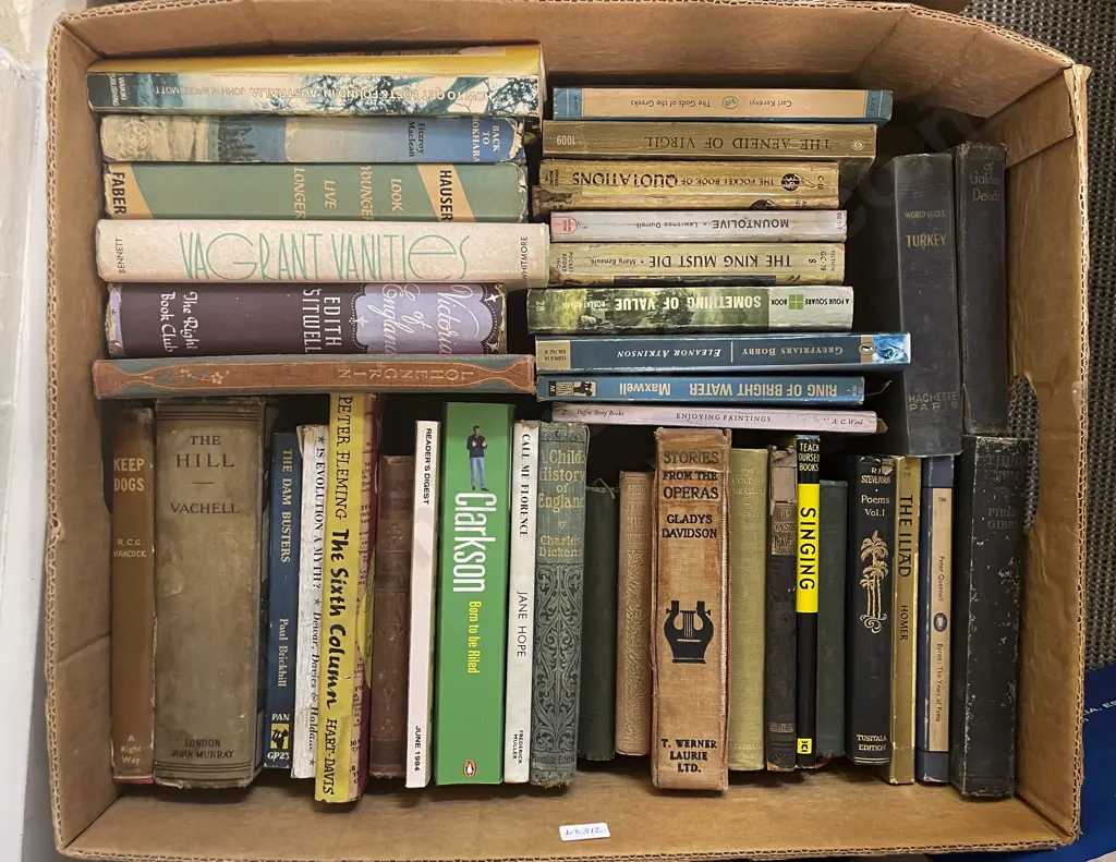 Box of Assorted Books Including Classical Reference Image 1++