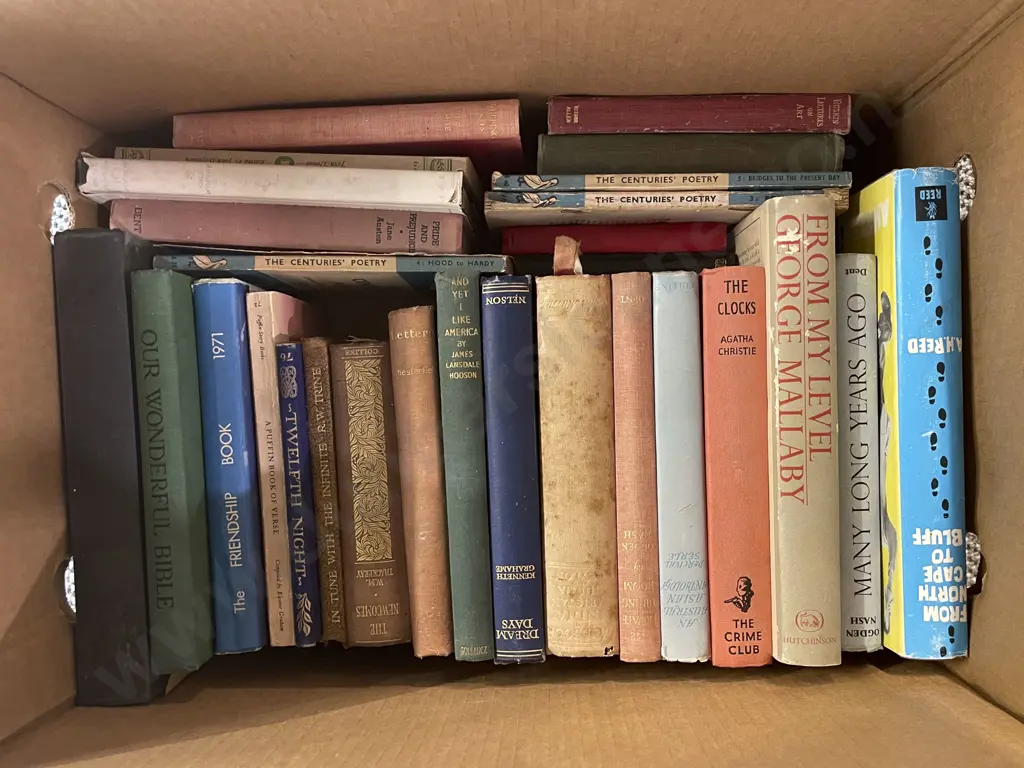 Box of Assorted Books Including Agatha Christie Image 1++