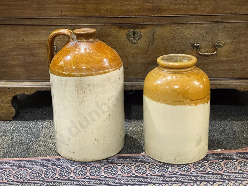 Bendigo Pottery Stoneware Bottle Together with Croc Image 1++