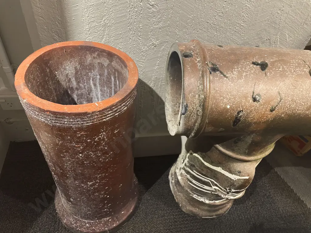 Vintage Terracotta Chimney with Kiln Jewels and Pipe Image 1++