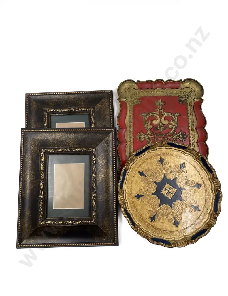Two Decorative Trays Together with Pair of Photo Frames Image 1++