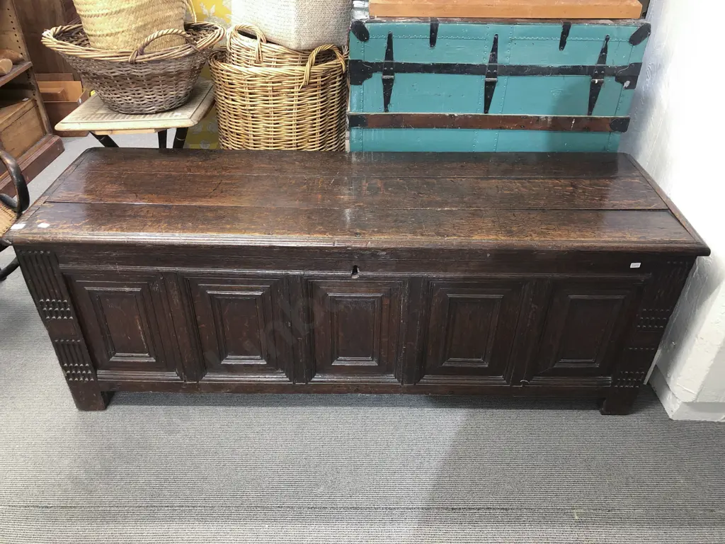 Large C18th Oak Coffer Image 1++
