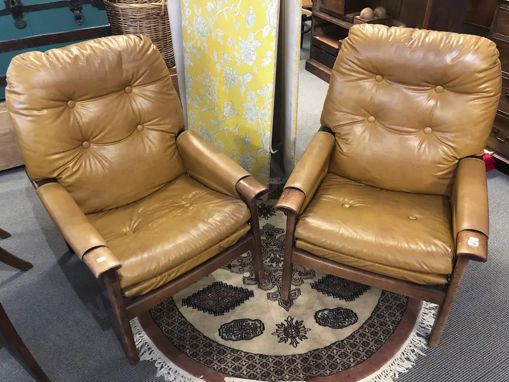 Pair of Morgan Style Retro Teak Armchairs Image 1++