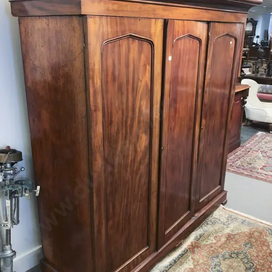 Victorian Mahogany Three Door Wardrobe/Linen Press