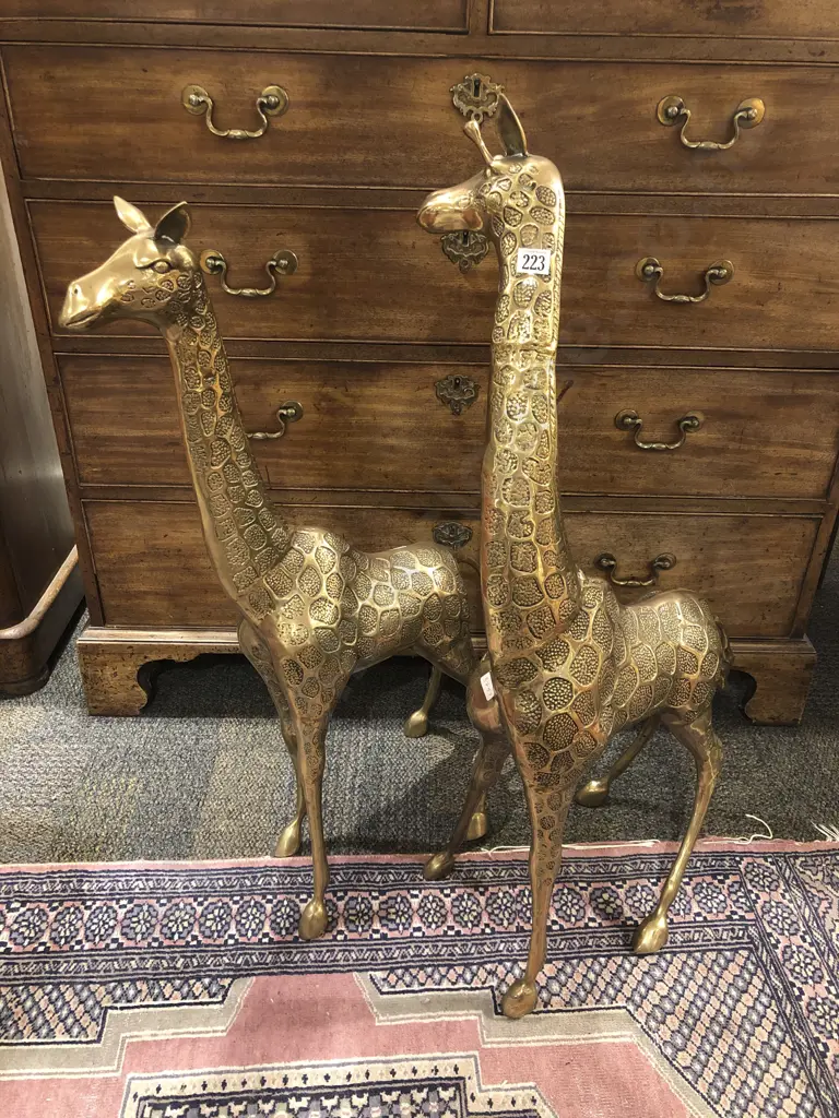 Pair of Ornamental Brass Giraffe Image 1++