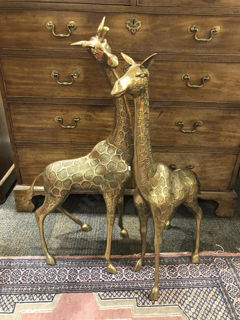 Pair of Ornamental Brass Giraffe Image 1++