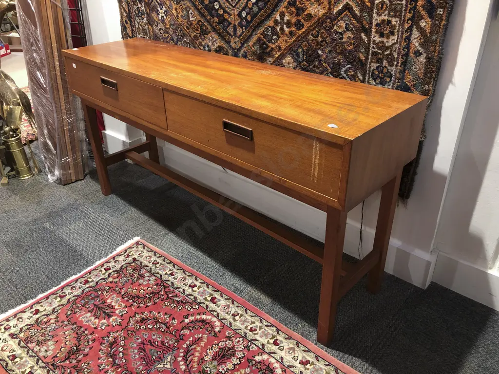 Retro Teak Two Drawer Hall Table Image 1++