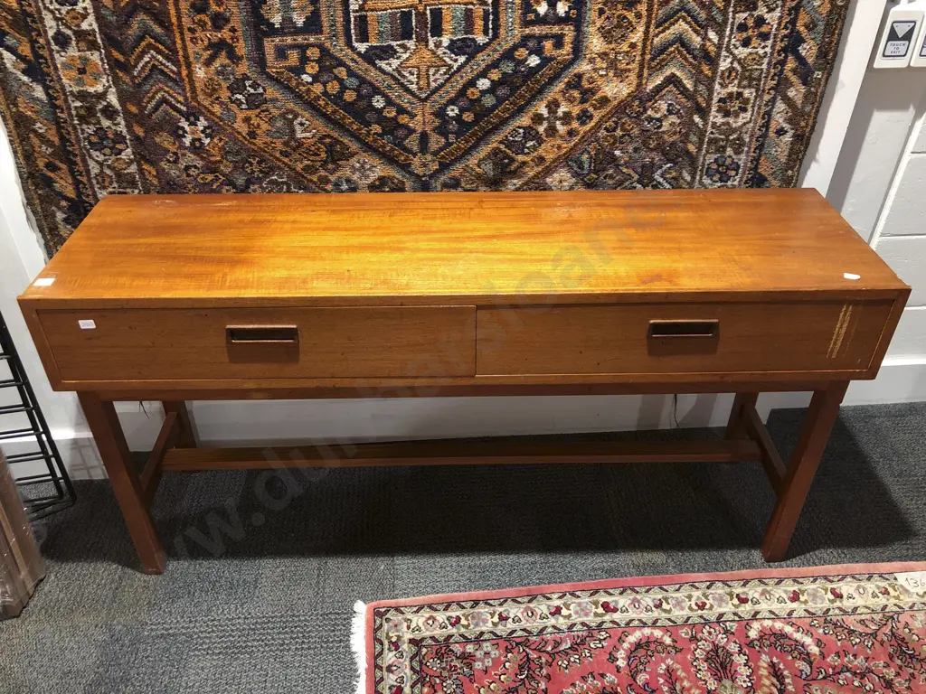 Retro Teak Two Drawer Hall Table Image 1++