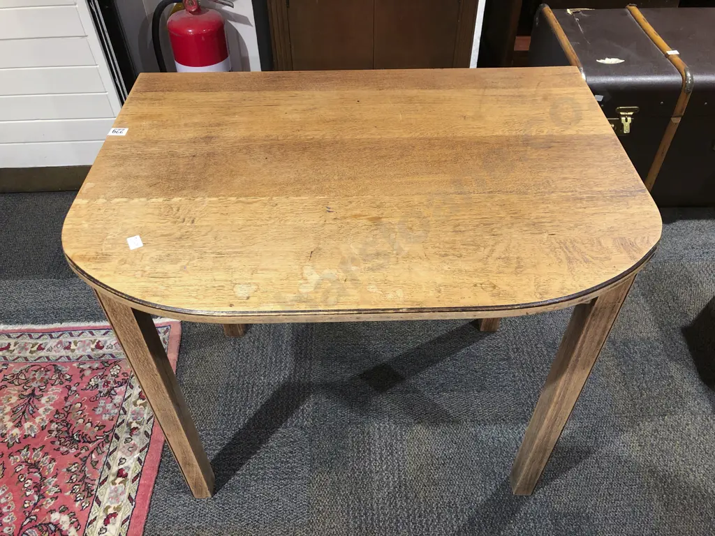 Light Oak D Shaped Side Table Image 1++