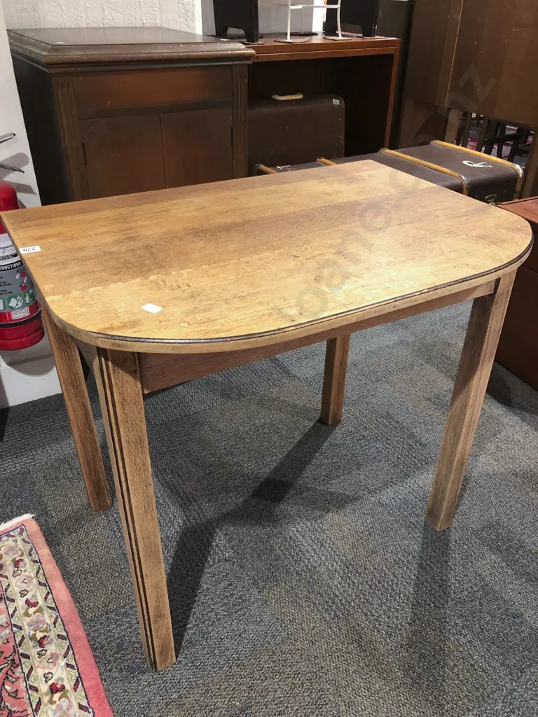 Light Oak D Shaped Side Table Image 1++