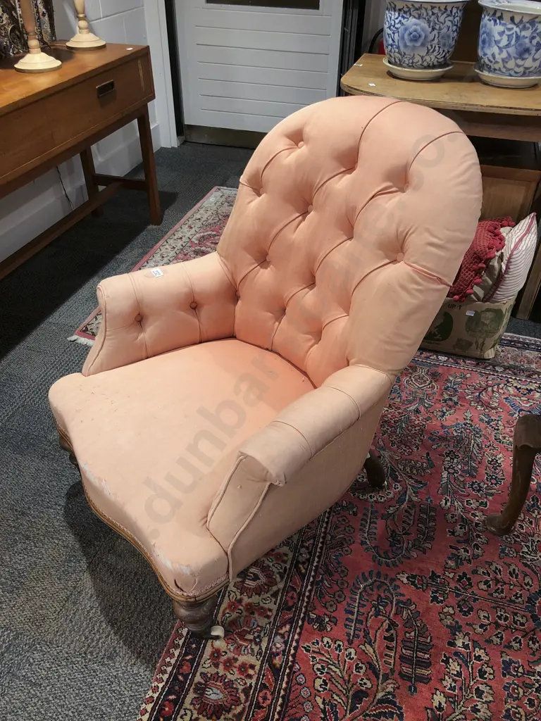 Victorian Walnut Button Back Armchair Image 1++