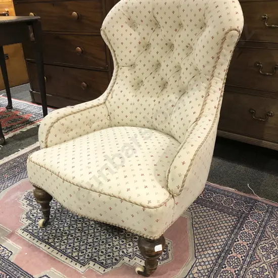 Victorian Oak Button Back Armchair