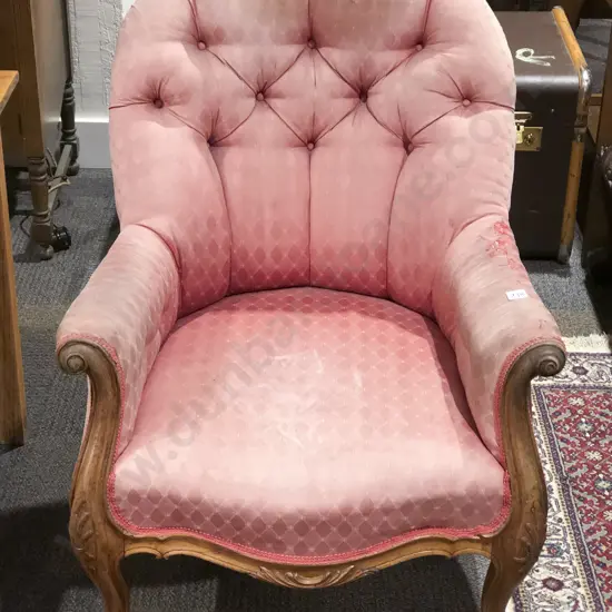 Victorian Mahogany Button Back Grandfather Chair