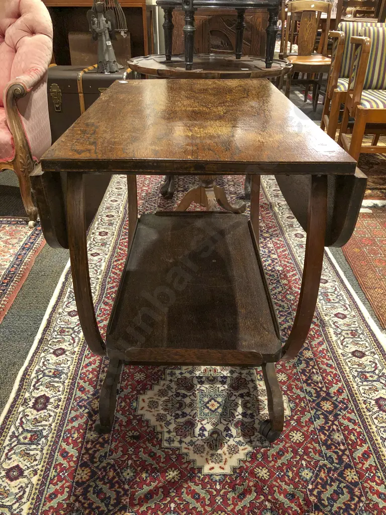Art Deco Oak Tea Trolley Image 1++
