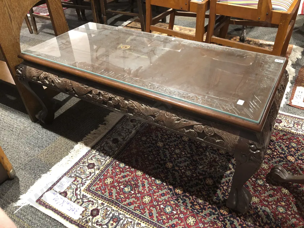 Chinese Carved Rectangular Coffee Table Image 1++