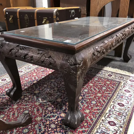 Chinese Carved Rectangular Coffee Table