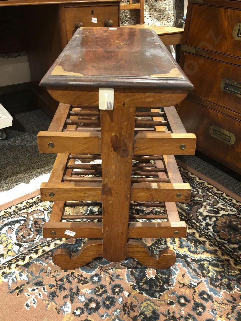 Walnut Four Tier Magazine Table Image 1++