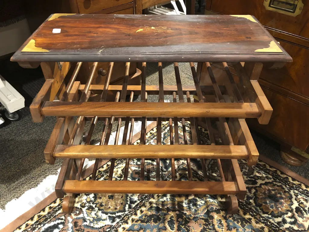 Walnut Four Tier Magazine Table Image 1++
