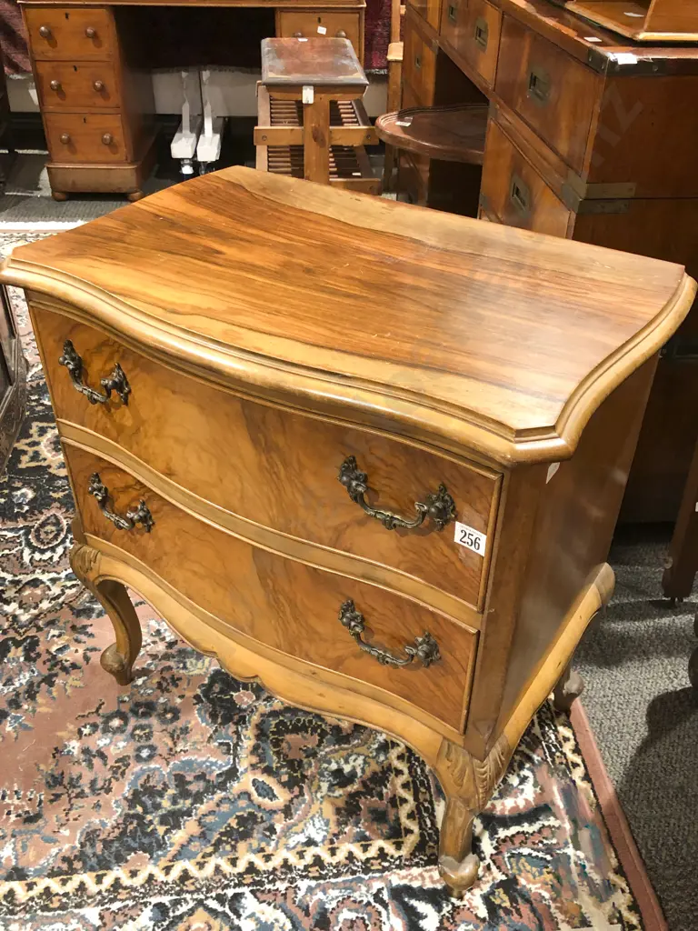 Small Walnut Two Drawer Bedside Cabinet Image 1++