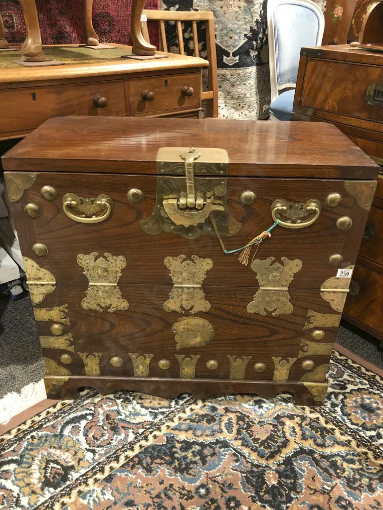 Korean Brass Bound Fall Front Cabinet Image 1++