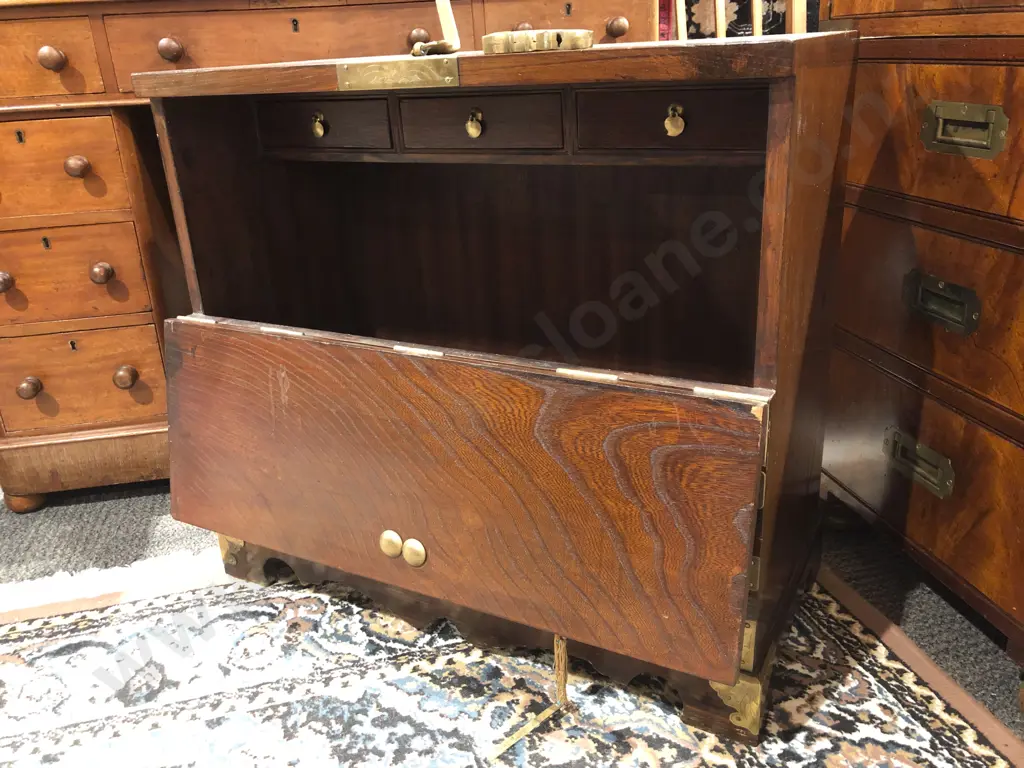 Korean Brass Bound Fall Front Cabinet Image 1++