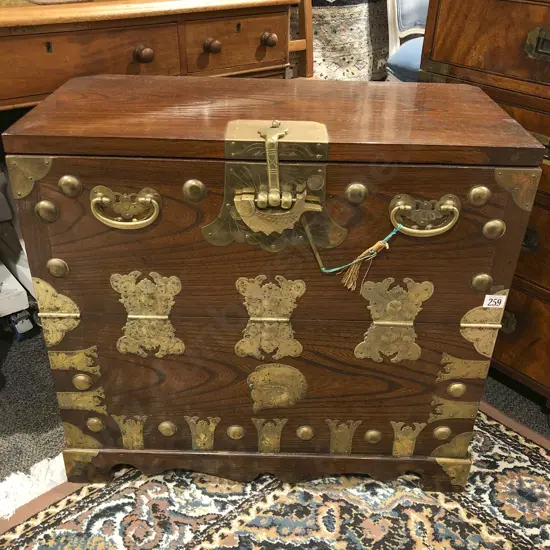 Korean Brass Bound Fall Front Cabinet