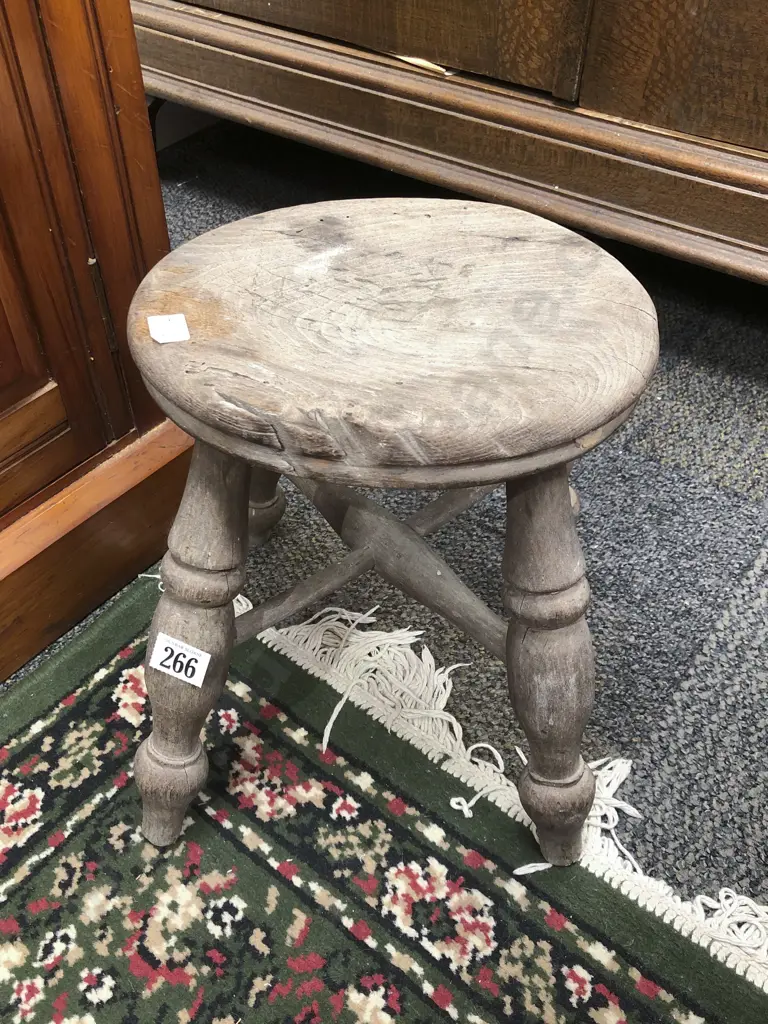 Victorian Weathered Milking Stool Image 1++