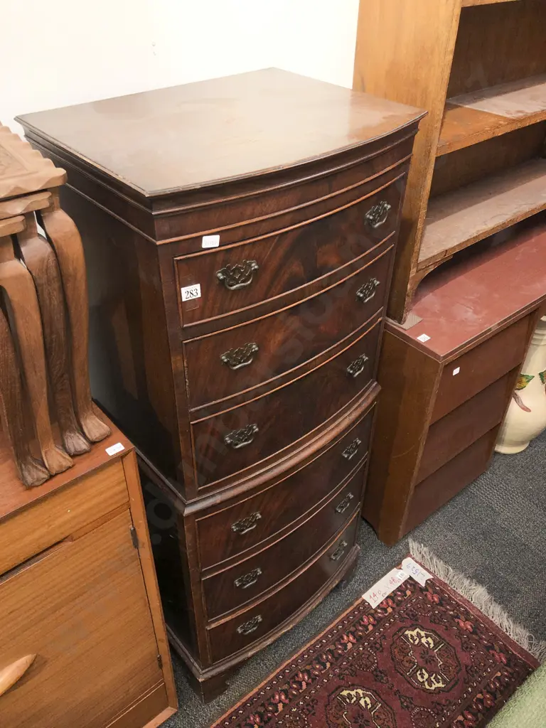 Geo III Style Mahogany Bow Front Tall Boy Image 1++
