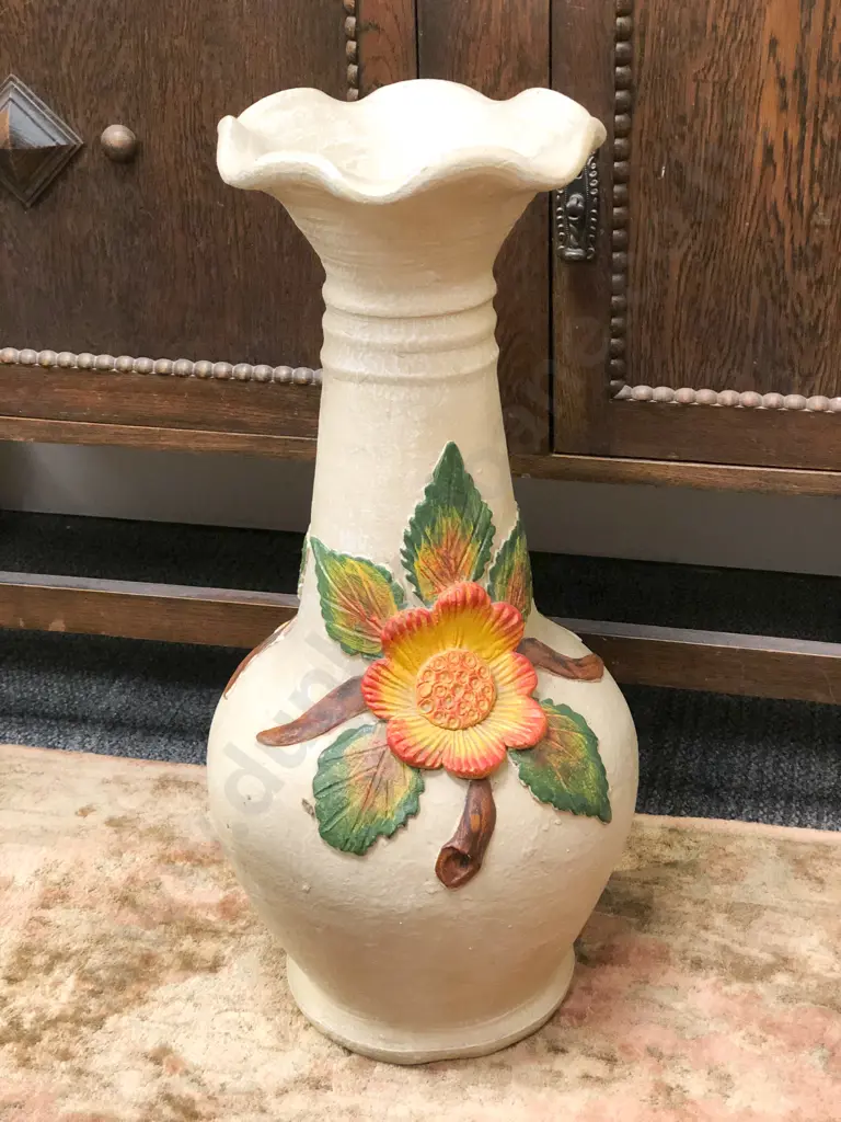Large Floral Decorated Vase Image 1++
