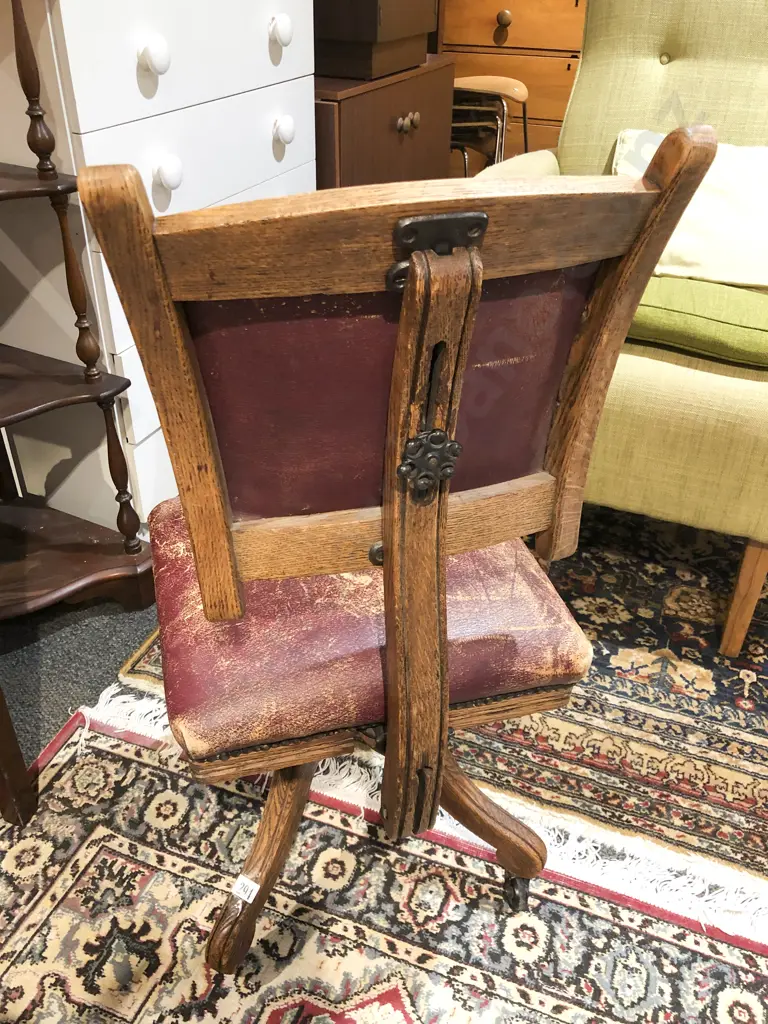 Edwardian Oak Swivel Desk Chair Image 1++
