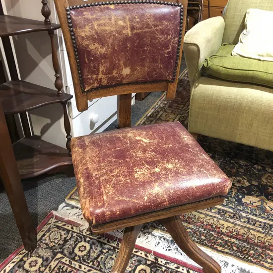 Edwardian Oak Swivel Desk Chair