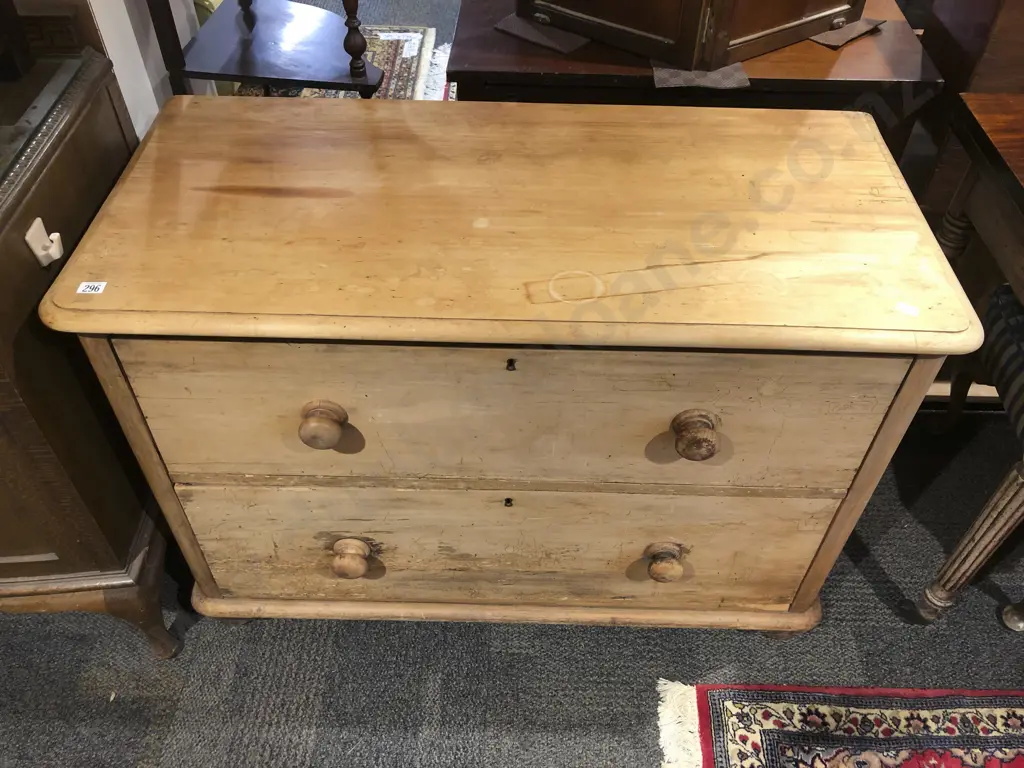 Victorian Pine Two Drawer Chest Image 1++