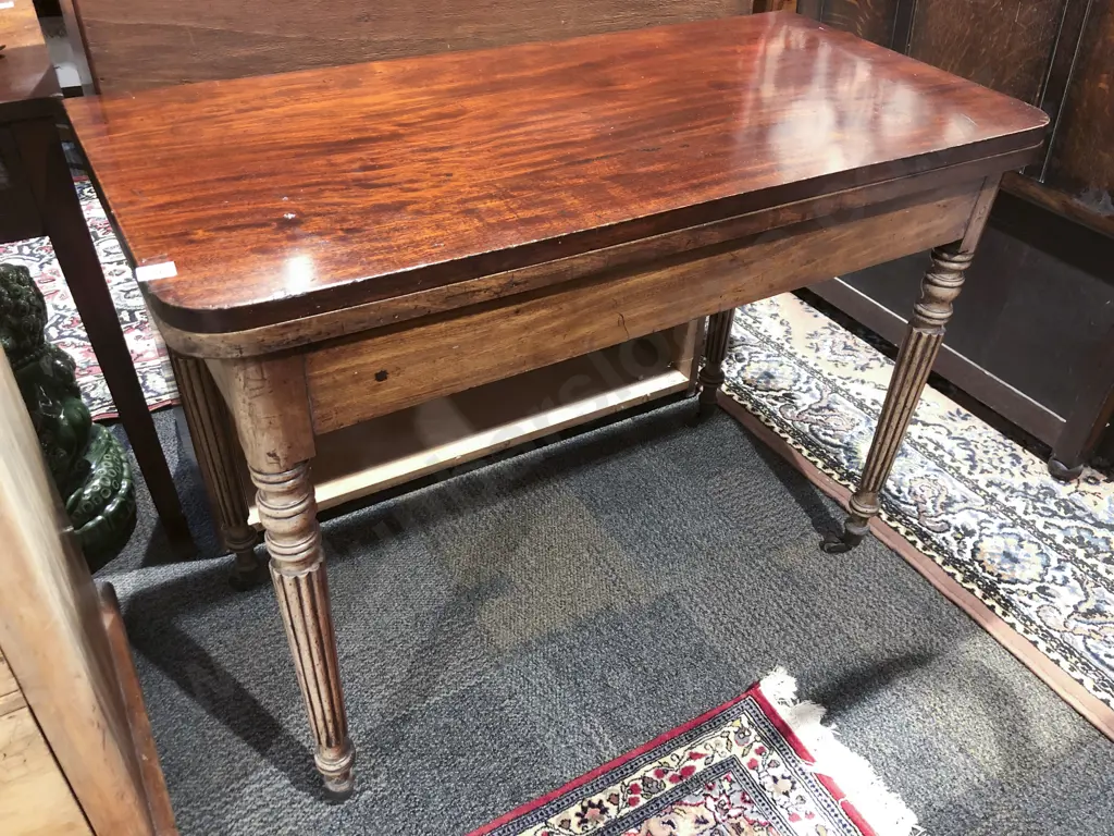 Regency Mahogany Fold Over Tea Table Image 1++