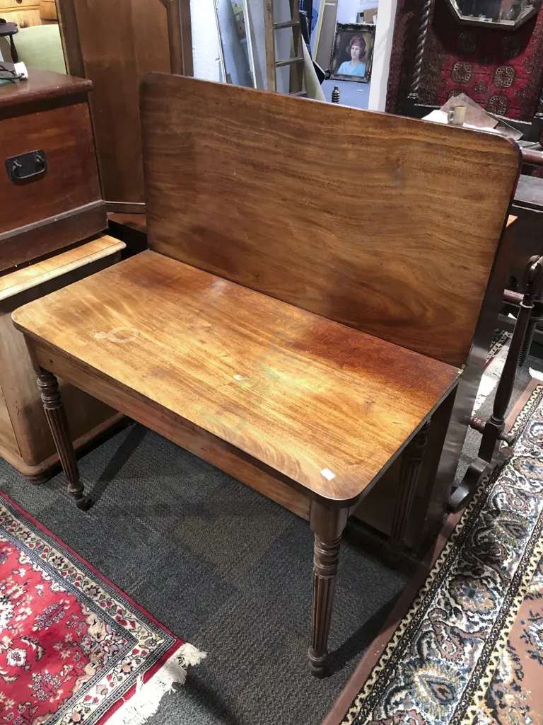 Regency Mahogany Fold Over Tea Table Image 1++