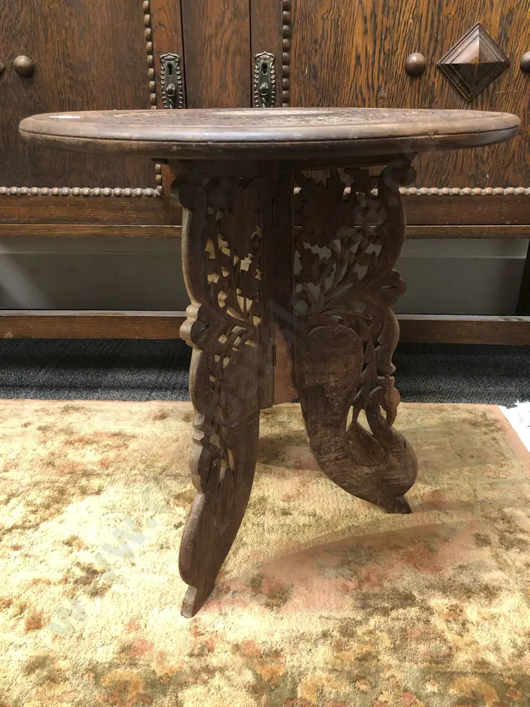 Two Carved Bone Inlaid Eastern Occ. Tables Image 1++
