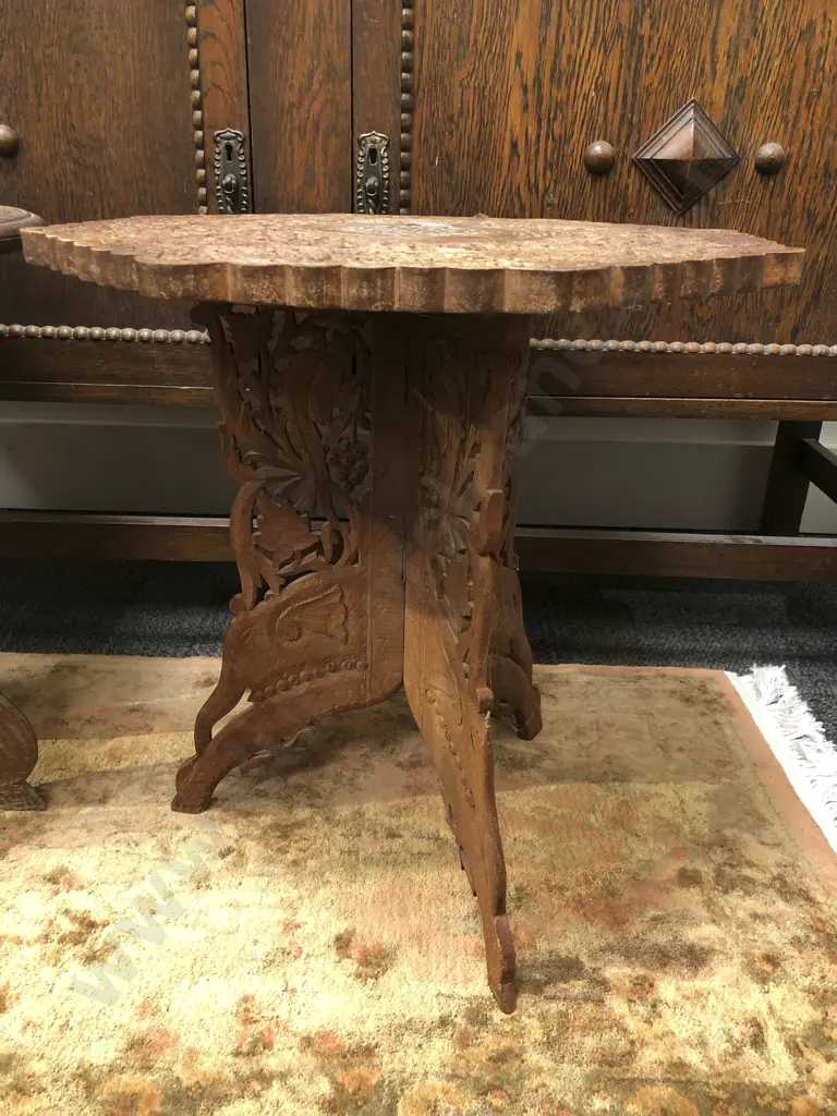 Two Carved Bone Inlaid Eastern Occ. Tables Image 1++