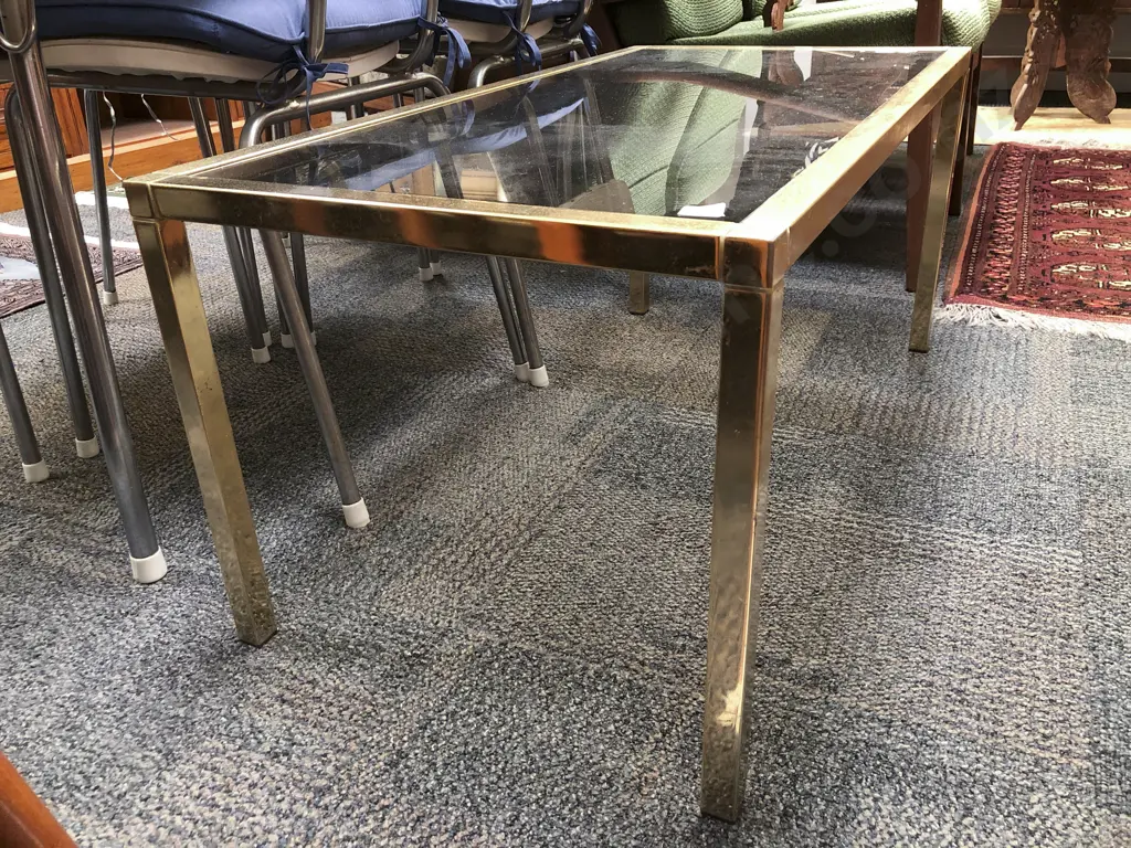 1970's Glass Top Coffee Table Image 1++