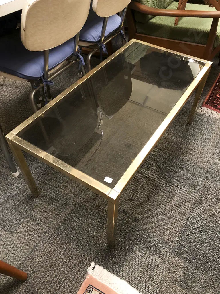 1970's Glass Top Coffee Table Image 1++