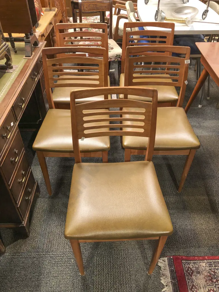 ******Set of Five Retro Teak Dining Chairs *** PLEASE NOTE DESCRIPTION CHANGE Image 1++