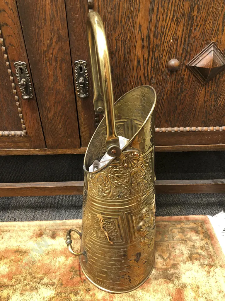 Embossed Brass Coal Scuttle Image 1++