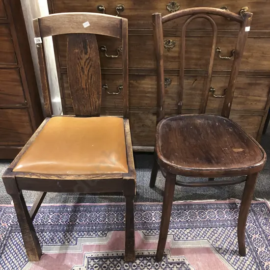 Bentwood Chair and Oak Dining Chair