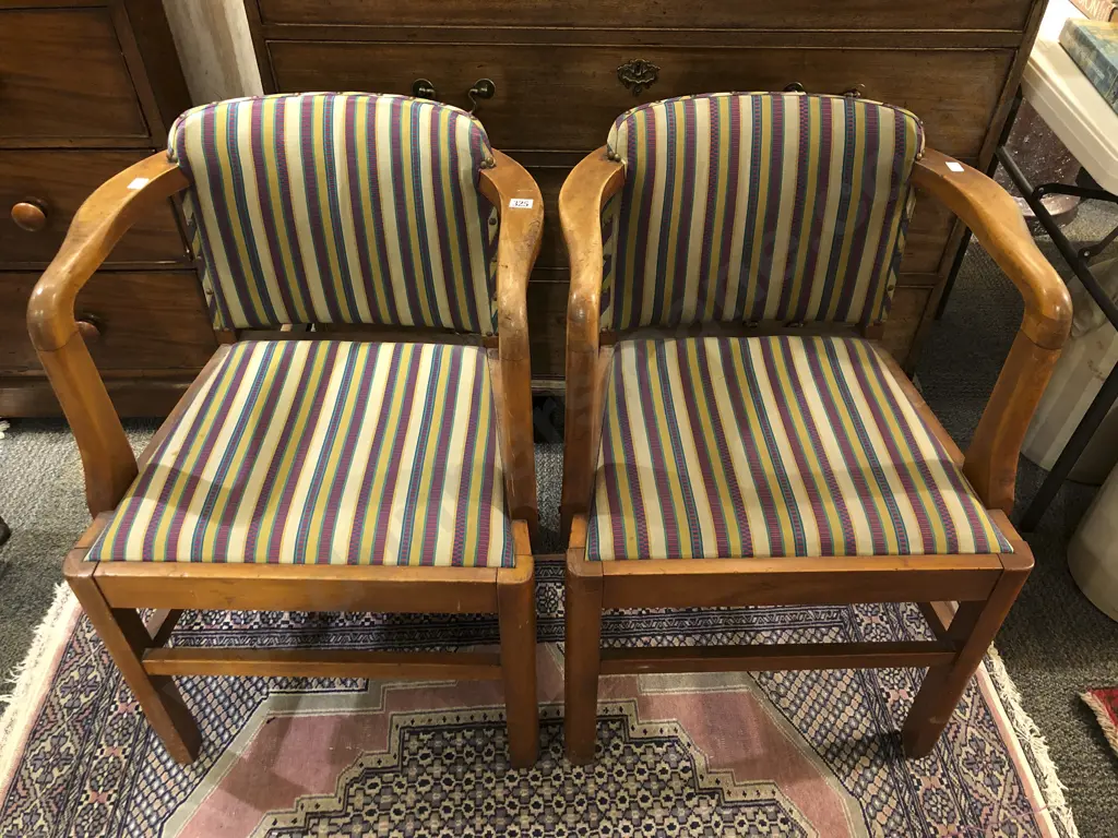 Pair of Art Deco Open Arm Chairs Image 1++