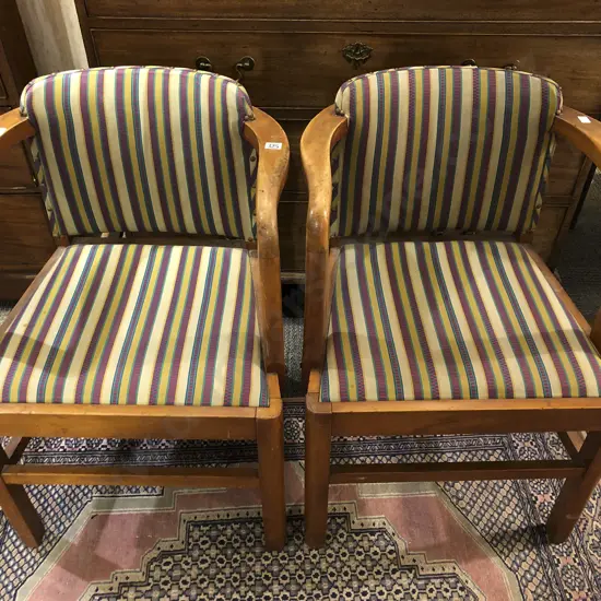 Pair of Art Deco Open Arm Chairs