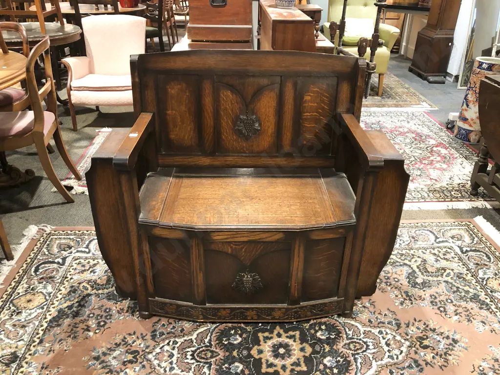 1920's Oak Monks Bench Image 1++