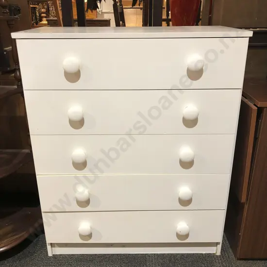 White Five Drawer Chest