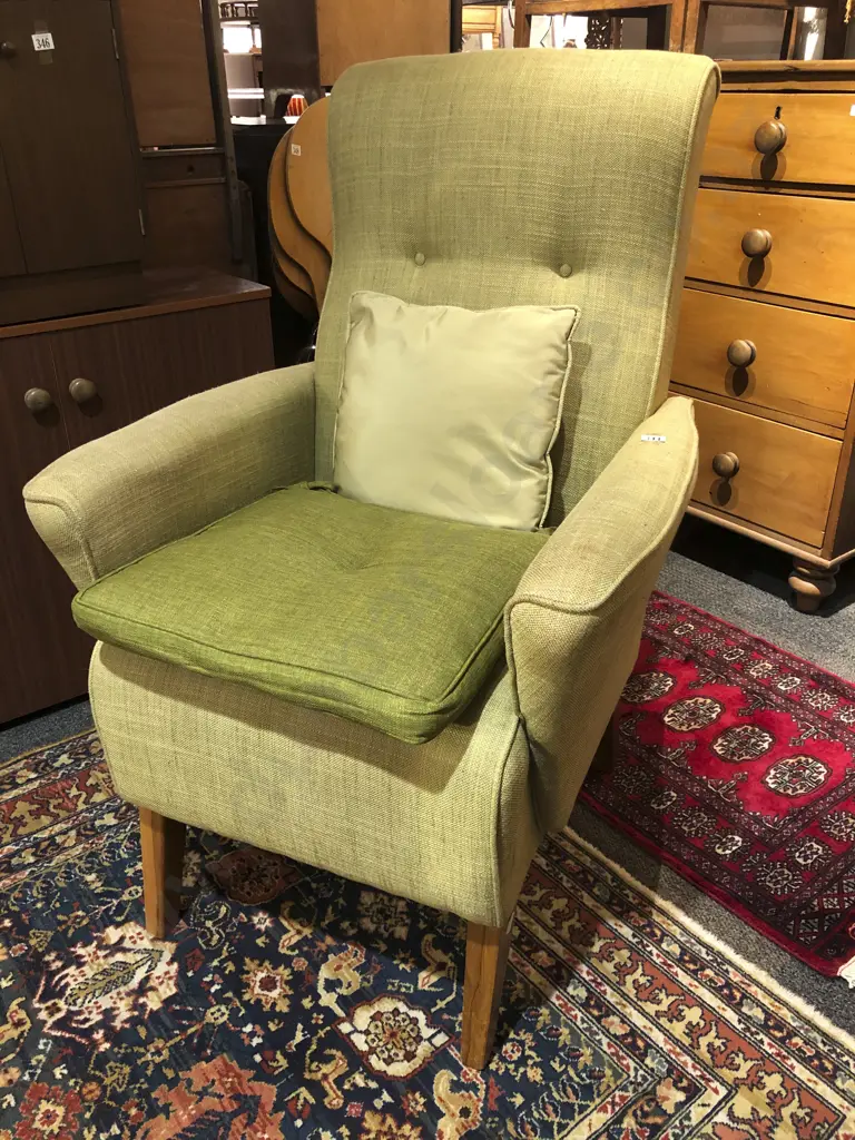 Modern Green Fabric Armchair Image 1++