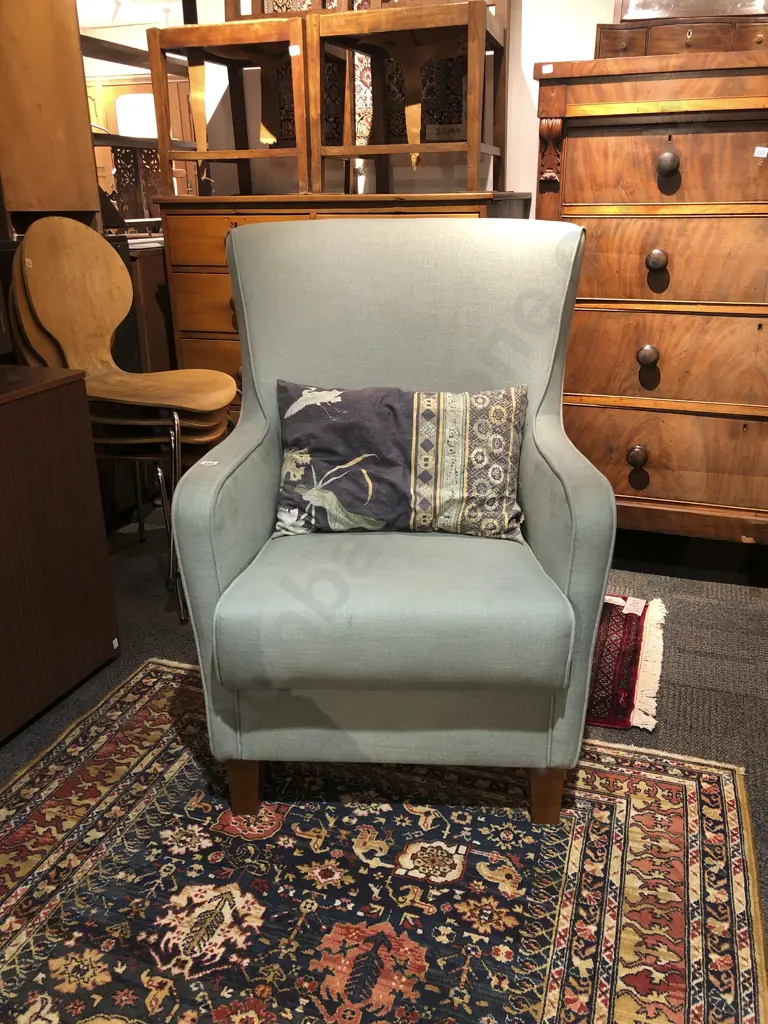 Modern Light Blue Fabric Armchair Image 1++