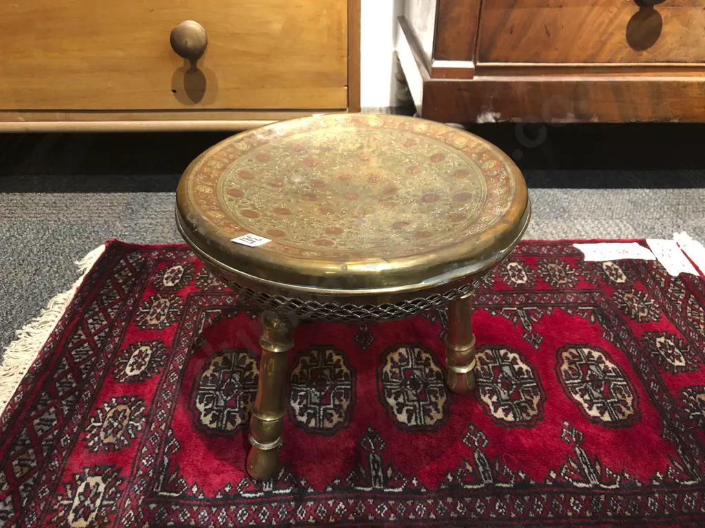 Indian Benares Brass Stool Image 1++