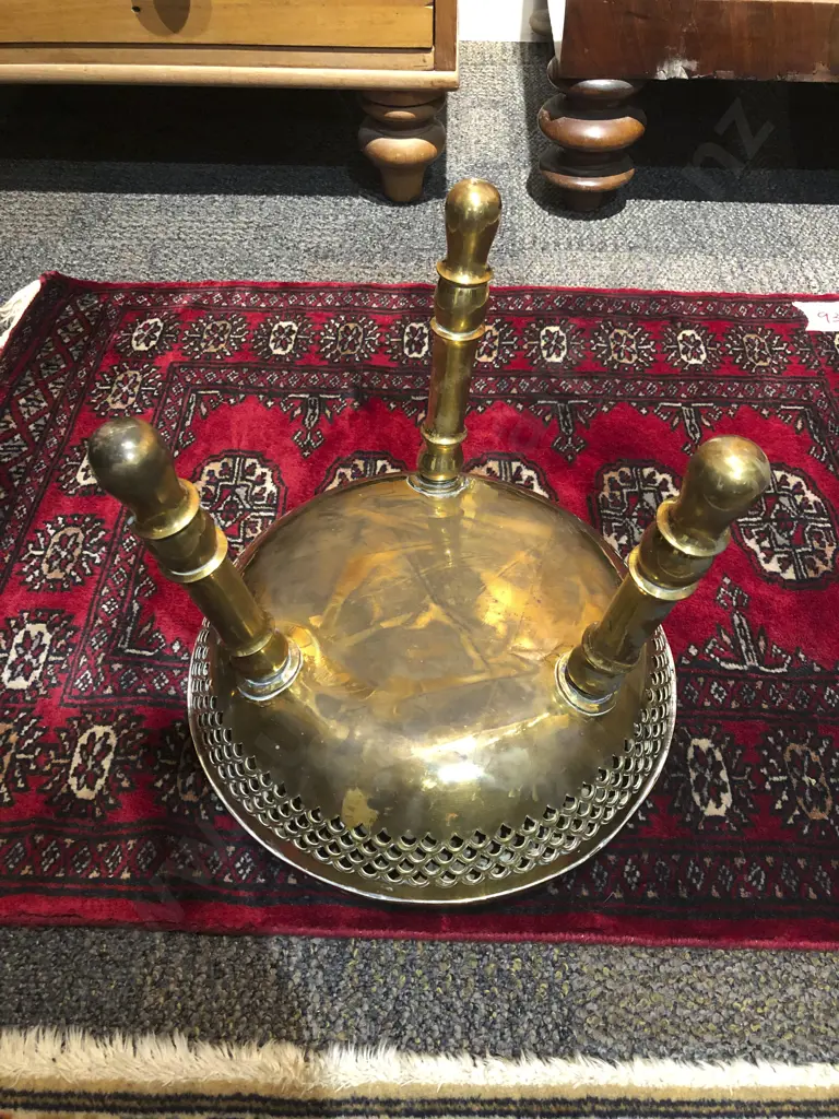 Indian Benares Brass Stool Image 1++