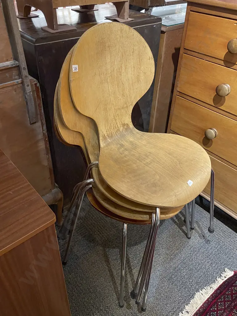 Set of Four Modern Plywood Dining Chairs (AF) Image 1++